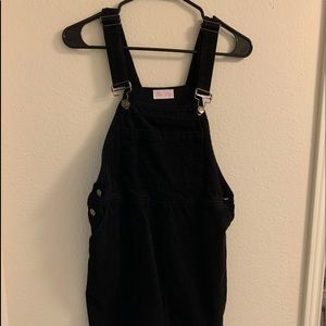 Pink lily black overall dress